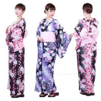 Tradiționale Japoneze Yukata Kimono Petrecere de Nunta Formale Rochie pentru Femei Haori Florale Haine Anime Cosplay, Costume de Haine Asiatice