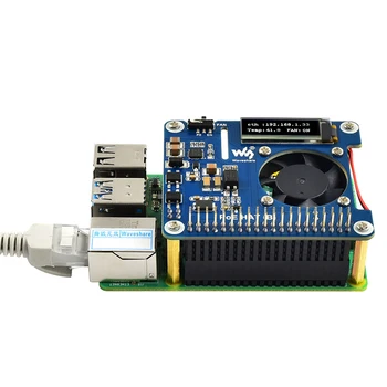 Raspberry Pi 4 Power over Ethernet PĂLĂRIE (B) 802.3 af PoE de Rețea cu Ventilator de Răcire Temperatura OLED pentru Raspberry Pi 3B+/4B