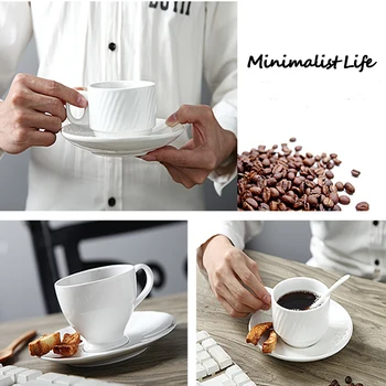 Viață Minimalist Ceașcă De Cafea Ceașcă De Porțelan & Farfurioare Alb Pur După-Amiază De Ceai Din Ceramica Cupe Cu Tăvi Drinkware