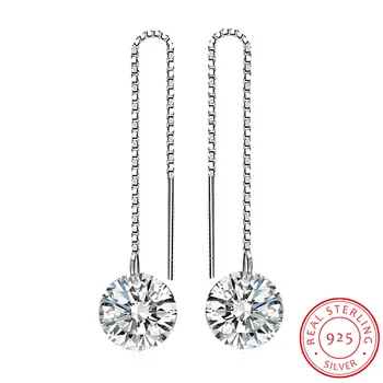 Real Argint 925 Cubic Zirconia Diamant Lung Picătură Cercei pentru Femeile coreene Cercei 2020 Cercei Bijuterii Fine
