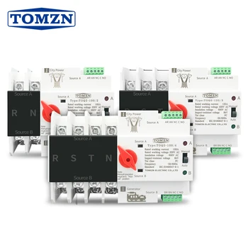 Șină Din 2P 3P 4P ATS Dual Power Transfer Automat Electric al Comutatorului Selector Switch-uri Neîntreruptă Putere 63A 100A TOMZN Mini