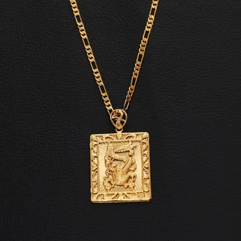 En-gros de Moda Noua Reale 24K Placare cu Aur Colier Pandantiv Om de Bijuterii Dragon Lanț de Aur Hiphop Rock Bijuterii
