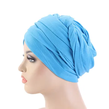 2020 Femei De Moda Eșarfă Cap Turban Pălărie Africane Headwraps Culoare Solidă Bumbac Turbanet Doamnelor Coada Lunga Capota Hijab Capace Musulman