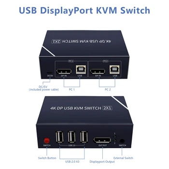 2021 cel Mai bun 4K KVM Switch HDMI Monitor Dublu 2 În 1 DP Switch KVM 2 Porturi 4K 60Hz HDMI Switch KVM Partaja Imprimanta Tastatura Mouse-ul