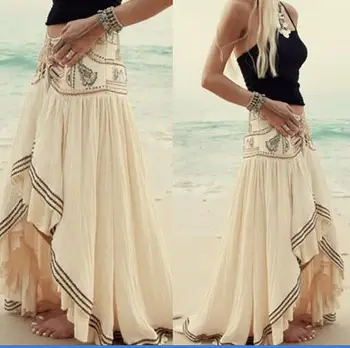 2018 Fahsion Vintage stil etnic împletit neregulate șifon plajă fusta