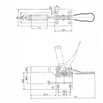 4 BUC GH-201B Orizontală Clemă de Comutare Rapidă Eliberați mânerul de Blocare a dispozitivului de Fixare Vertical Toggle Clamp Parte Clip Instrument