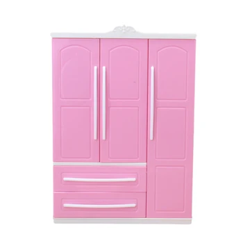 Trei uși Roz Modernă Garderoba Joaca set pentru Barbie Mobilier Poate Pune Pantofi Haine Accesorii cu Oglindă Fete Jucarii