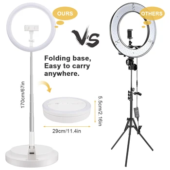 Bază rotundă Estompat LED Lampă în formă de Inel de Stocare Portabile Pliabile Telefon Mobil Selfie Umple Lampa pentru Video Live Studio