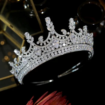 Nou stil Baroc de Lux Cristal de Mireasa Frizură CZ Coroana Coroana Concurs de Frumusete Bentita de Par de Nunta, Accesorii de Mireasa Frizură