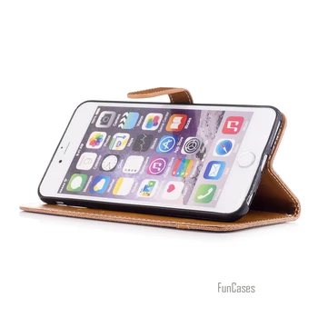 Blugi Denim Caz Stand Pentru Apple iPhone 6S 7 Plus 5S Colorate Portofel Caz Pentru iPhone 6 Plus 5 SE minunat telefon sac Capinhas