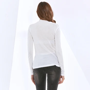 TWOTWINSTYLE Minimalist Casual Tricou Pentru Femei O Gatului Maneca Lunga Solid Tricouri Femei Moda Haine Noi 2020 Stil Toamna