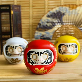 4 inch Japoneză Daruma Ceramice Maneki Neko Mascota de Economisire Oală Dharma Noroc Zen Statuie Caseta de Bani în Moneda Băncii Ornament