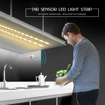 SMD 5050 LED Lumina de Noapte Cu Senzor de Mișcare PIR Cadrul Cabinetului de Lumini cu LED-uri Impermeabil Bandă Pentru Bucatarie Debara Scara Decor