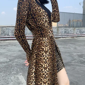 Femei Leopard De Imprimare Pelerine Cu Glugă Poncho Cascada Mantie Lungă Poncho Blana Cardigan Șanț Deschis Ochi Capas Femininas Feminin#J31