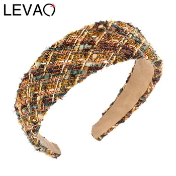LEVAO Tweed Tricotat Bentita Pentru Femei Bentițe Bezel Turban de Moda Fete Elegante Accesorii de Par Banda de Păr Capul Hoop