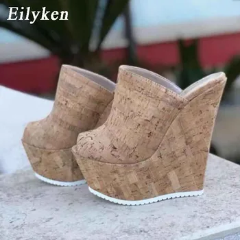 Eliyken Pene Platforma Tocuri inalte Catâri Diapozitive Pantofi Sexy Peep Toe Femei Plajă Papuci de casă, Sandale marimea 35-42