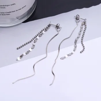 DAIWUJAN Real Argint 925 Lungi de Margele Lanț Tassel Cercei Geometrice Elegant Picătură Cercei Pentru Femei Bijuterii Fine