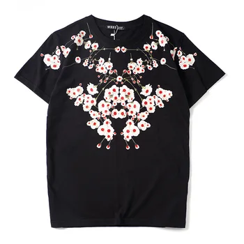 Noi Noutate 2019 Bărbați Plin de flori de Liliac Tricouri Tricou Hip Hop Skateboard Street Bumbac T-Shirt Tee Top Kenye #04