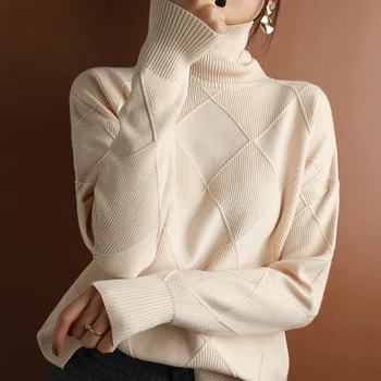 2020 Toamna și Iarna Nou femeii pulover Pulover Îngroșat Caldura Moda de Mari Dimensiuni Tricotate Pulover de Lână Guler Înalt