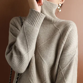 2020 Toamna și Iarna Nou femeii pulover Pulover Îngroșat Caldura Moda de Mari Dimensiuni Tricotate Pulover de Lână Guler Înalt