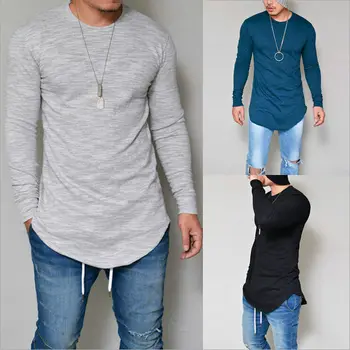 2020 nou Toamna Barbati Maneca Lunga tricou V Gât T Cămașă Casual Tiv Asimetric cu Dungi se Potrivesc Streetwear Prietenul T Shirt Topuri T009