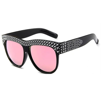 De lux ochelari de Soare Brand Pătrat Ochi Roz Negru de Epocă cu Diamante Ochelari de Soare barbati Femei UV400