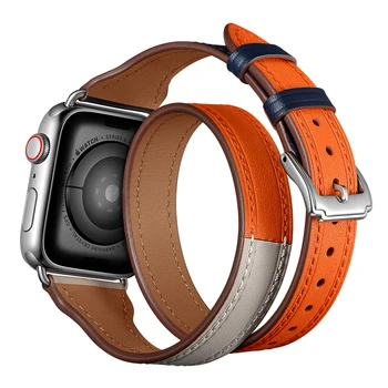 Curea Pentru Apple Watch Band 44mm 42mm 40mm 38mm Iwatch trupa 6 5 4 3 SE din Piele Dublu Tur Bratara iwatch Accesorii