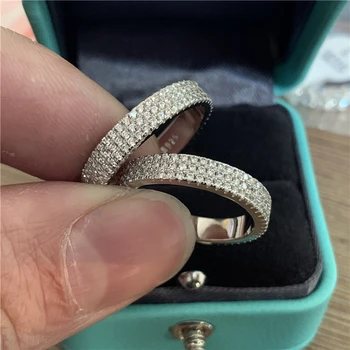 Veșnică Inel solid real Argint 925 cerc complet zircon Inel de Trupa pentru Nunta Logodna lux degetul en-gros Bijuterii