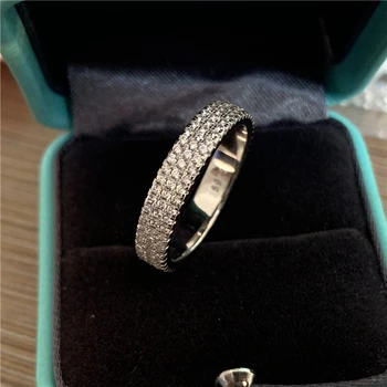 Veșnică Inel solid real Argint 925 cerc complet zircon Inel de Trupa pentru Nunta Logodna lux degetul en-gros Bijuterii