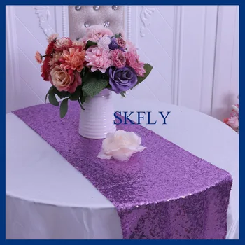 RU002H Fierbinte de vânzare en-gros ieftine grele cu margele sclipici lumina violet liliac sequin tabelul runner