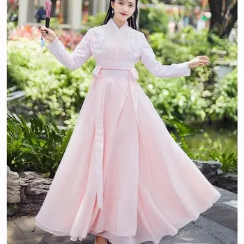 Populară Chineză Dans Hanfu Dinastiei Tang Princess Cosplay Etapă Port Tradițional Femei Costum Roz Costum De Zână Rochie Hanfu