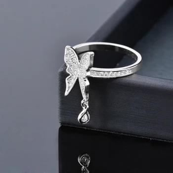 SINLEERY Fluture Minunat Inele de Logodna Pentru Femei de Culoare de Argint Cadouri de Ziua de nastere Pentru Fete Animale de Bijuterii JZ426 SSC