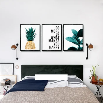 Ananas Litere plante postere de arta de perete pentru camera de zi decor pentru dormitor estetice boho decor de perete printuri Panza picturi