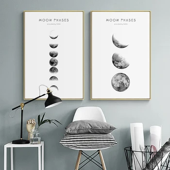 Faza de luna Panza Pictura Postere si Printuri Minimalist Luna Arta de Perete Cuadros Nordic Poze Decor Modern Decor Acasă