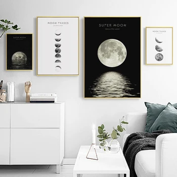 Faza de luna Panza Pictura Postere si Printuri Minimalist Luna Arta de Perete Cuadros Nordic Poze Decor Modern Decor Acasă