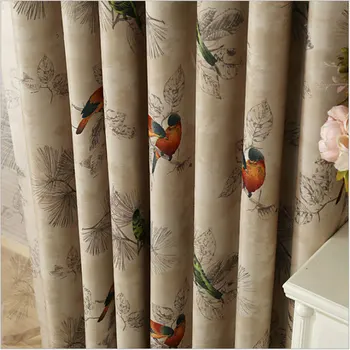 Draperii pentru Living American Rustic de Bucatarie Decorative Fereastră Păsări Imprimate Dormitor Perdele Panou(A123)