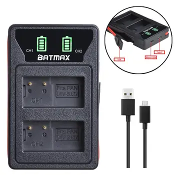 Batmax DMW-BLC12 BLC12E BLC12PP Baterie+LED Dublu Încărcător cu Tip C Port pentru Panasonic FZ1000,FZ200,FZ300,G5,G6,G7,GH2,DMC-GX8