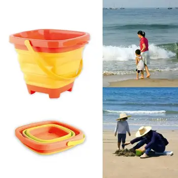 1 Pc Portabil Copii Plaja Găleată De Nisip Jucărie Pliabil Pliabil Din Plastic Găleată Multi Scop Petrecere De Vara Joc De Stocare