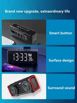 Boxe Bluetooth Mini Mică Cutie de Sunet Alarmă Ceas Portabil Coloana Bluetooth Subwoofer Muzică Centru Sistem de Difuzoare Radio Fm TF