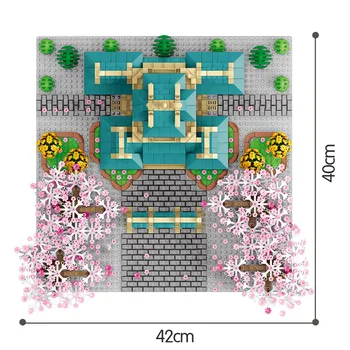 2529PCS Cherry Blossom Colegiul Model Blocuri City Street View Casă în Copac Floare Arhitectura Cărămizi Jucării Pentru Copii Fete