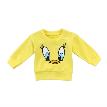 2018 Casual Bumbac Copil Copil Copil Fată Băiat de Desene animate Duck T-shirt de Sus Jachete Haine Marimea 1-5T