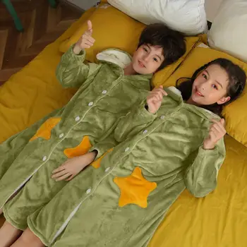 10 11 12 Ani Flanel Halate de baie pentru Copii Fete Moale Adolescenți Sleepwear Solid Pijamale Coral Catifea Bathgrowns Sleepwear