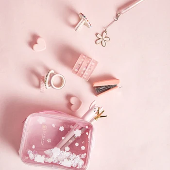 PVC Transparent Roz sakura pungi de depozitare Husă sac de Cosmetice de călătorie diverse make up organizator 1 BUC
