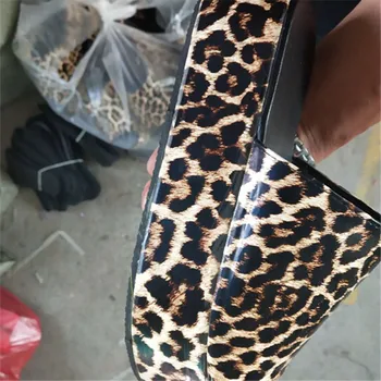 Transport gratuit 2020 Sandale cu Platforma Leopard Piele femei pantofi de plaja si tocuri inalte papuci Doamna de mari dimensiuni 42 43 glisante whosale
