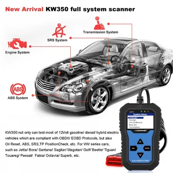 KW350 Profesionale OBD2 Scanner Auto Cititor de Cod pentru VW/Audi/Skoda/Seat Diagnostic Lumină Motor de Verificare de pe Instrumentul de Scanare dropship