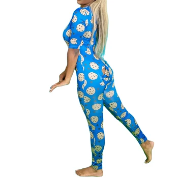 Femei Onsies Pijamale de Iarnă Sexy Slim cu Maneca Lunga Pantaloni Pantaloni Salopeta Sleepwear Bani Tipărite Salopete de O singură Bucată Homewear