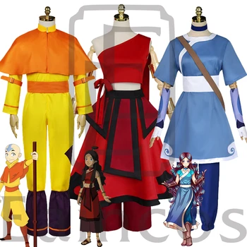 Anime Avatar The Last Airbender Katara Națiune Foc Aang Cosplay Costum Adult Femei Carnaval De Halloween De Înaltă Calitate, Haine