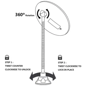 Rotund alb Flexibil Machiaj Iluminate Oglinzi Mărire de 10X Cu Gât Flexibil Gooseneck& ventuza Ușor Portabil