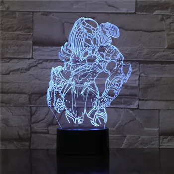 Predator 3D LED Lampă Schimbare lumini de Noapte Iluzie 7 Culori Schimbare LED Alien vs Lup, Prădător Lampa de Birou Pentru Decor Acasă 1842