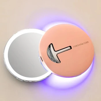 JORDAN&JUDY LED-uri Portabile Oglindă de Machiaj Rundă de Buzunar, Oglinzi Cosmetice Lumina Albastra Mini Portabil de Control Touch-Sensing Pentru Frumusete